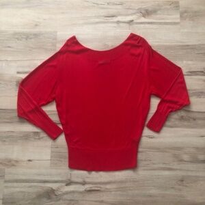 Zara Knit Bright Red Long Sleeve Top